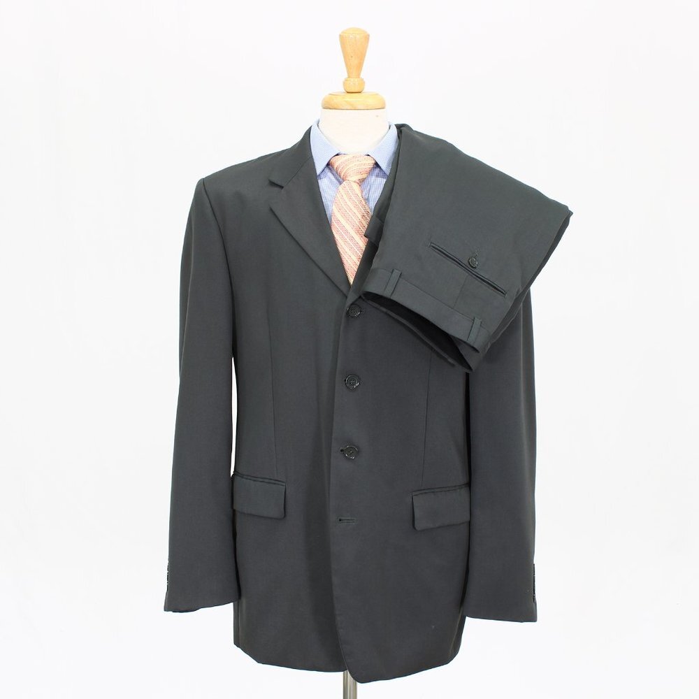 Massimo 42L 35x30 Green Polyester 4-Button Full Suit R272